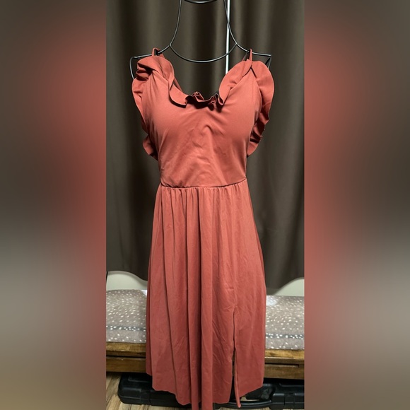 HALARA Dresses & Skirts - Halara Breezeful  Backless Ruffle Hem Midi Quick Dry Dress